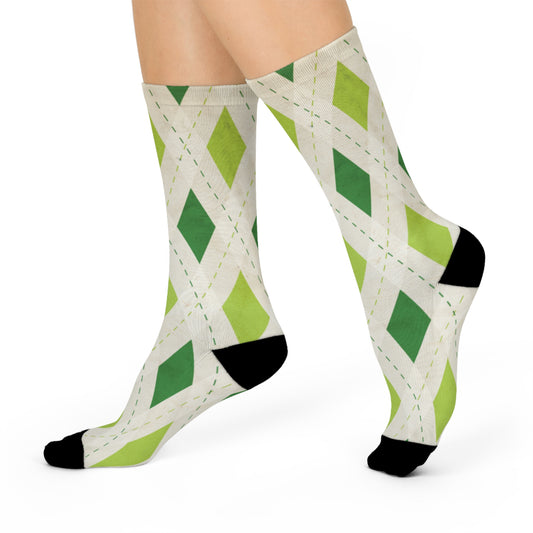 Cozy Cushioned Diamond Pattern Crew Socks