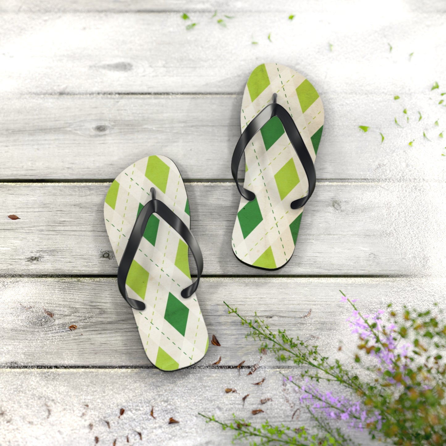 Flip Flops Green Diamonds