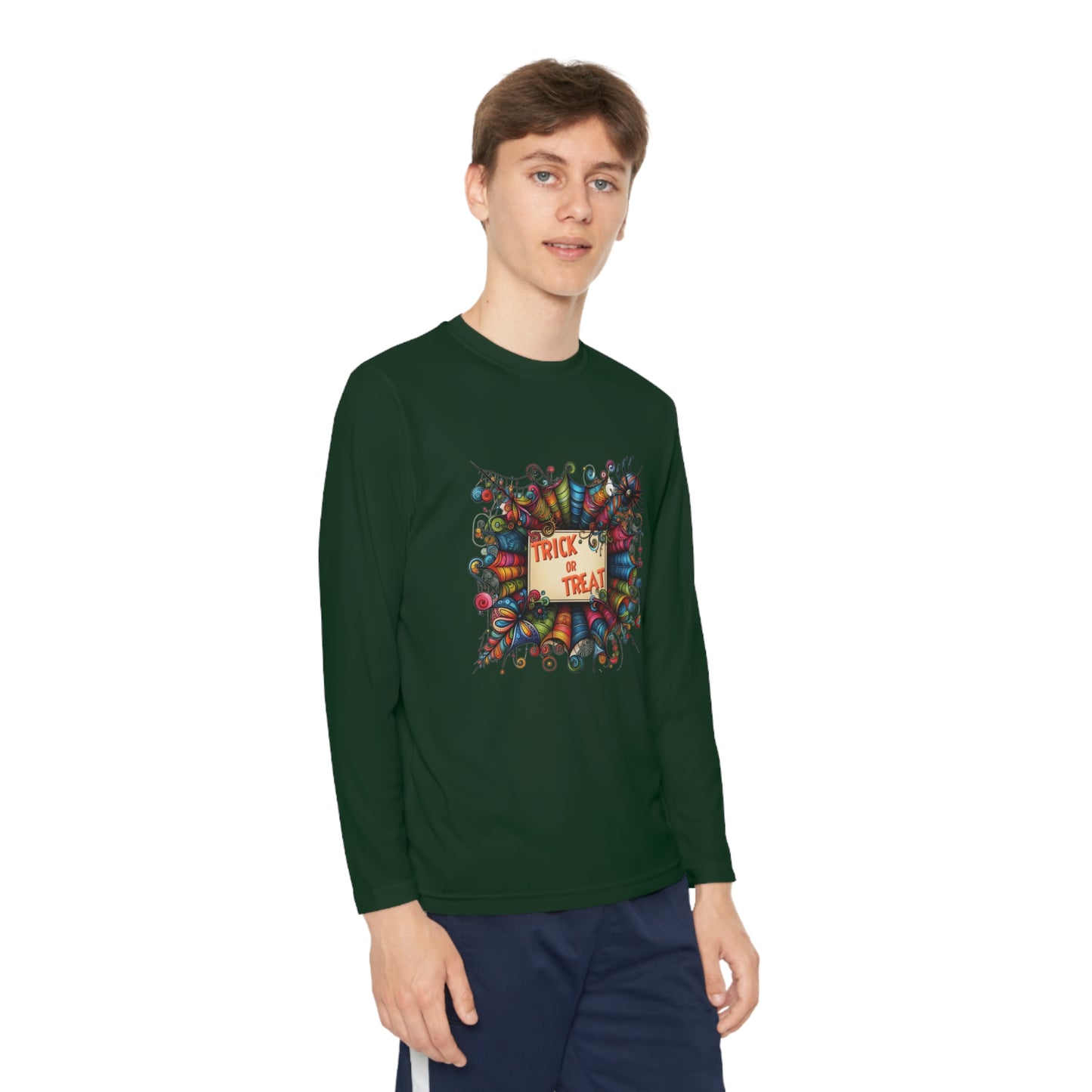 Youth Trick or Treat Spiderweb Long Sleeve Shirt