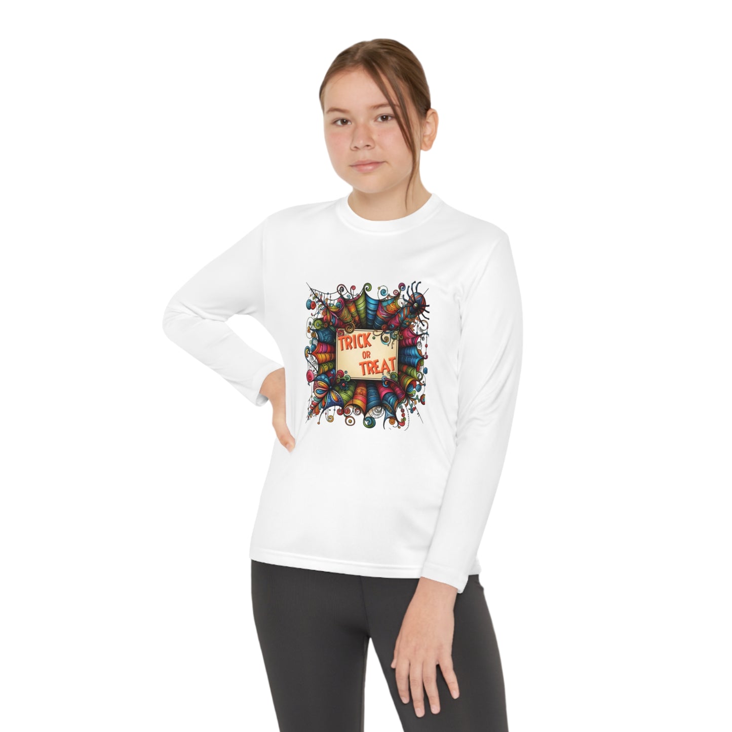 Youth Trick or Treat Spiderweb Long Sleeve Shirt
