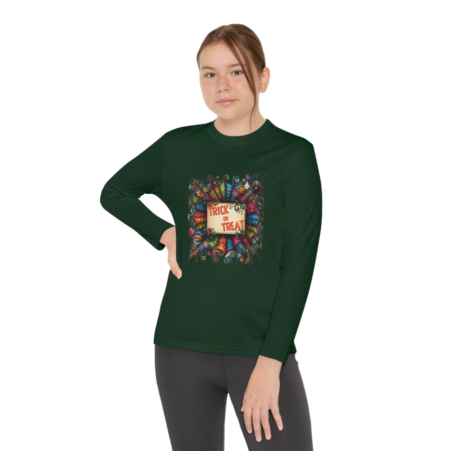 Youth Trick or Treat Spiderweb Long Sleeve Shirt
