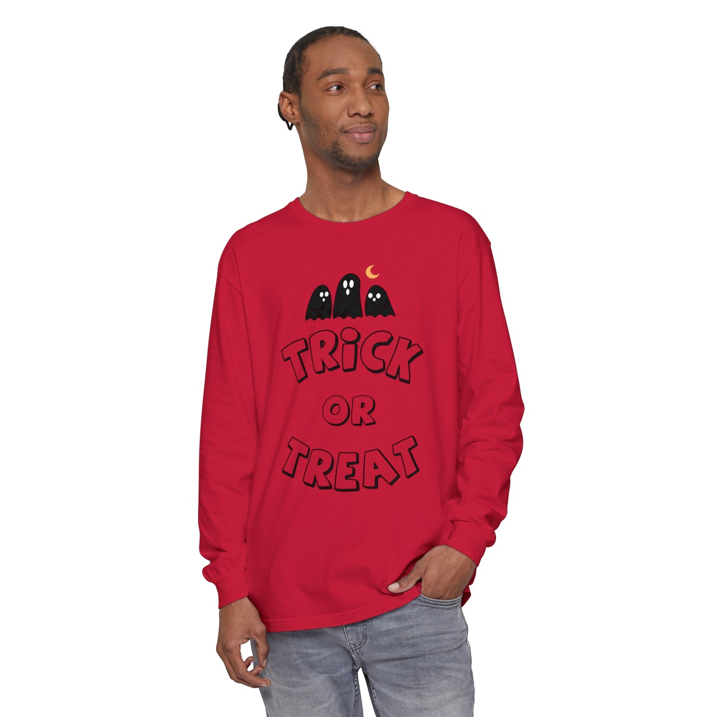 Adult Trick or Treat Long Sleeve Shirt Long Sleeve T-Shirt