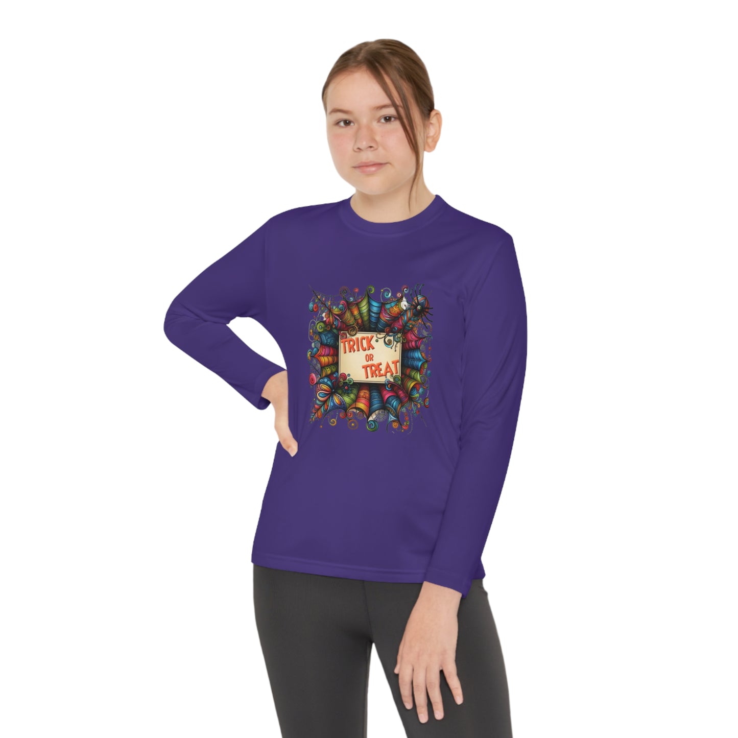 Youth Trick or Treat Spiderweb Long Sleeve Shirt