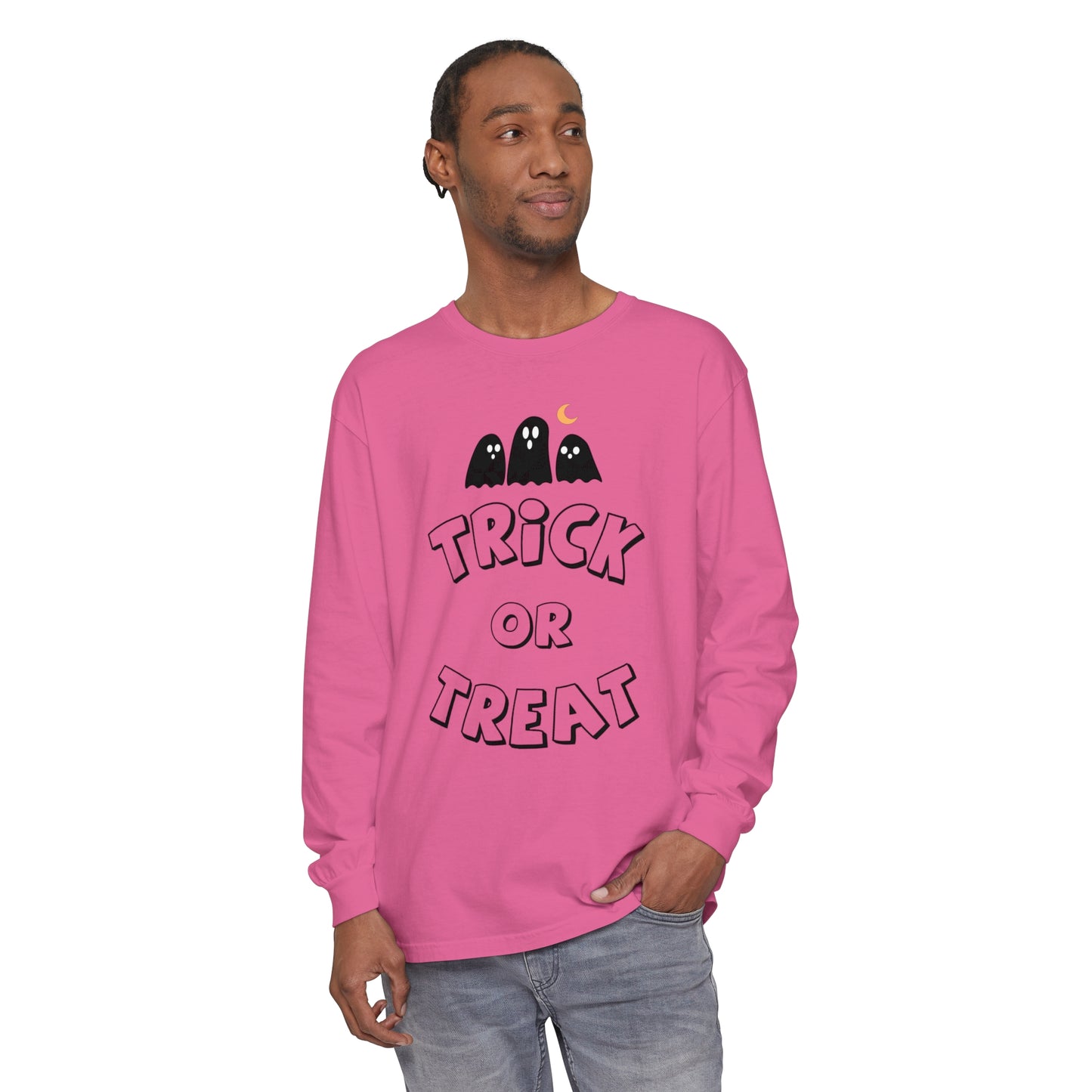 Adult Trick or Treat Long Sleeve Shirt Long Sleeve T-Shirt