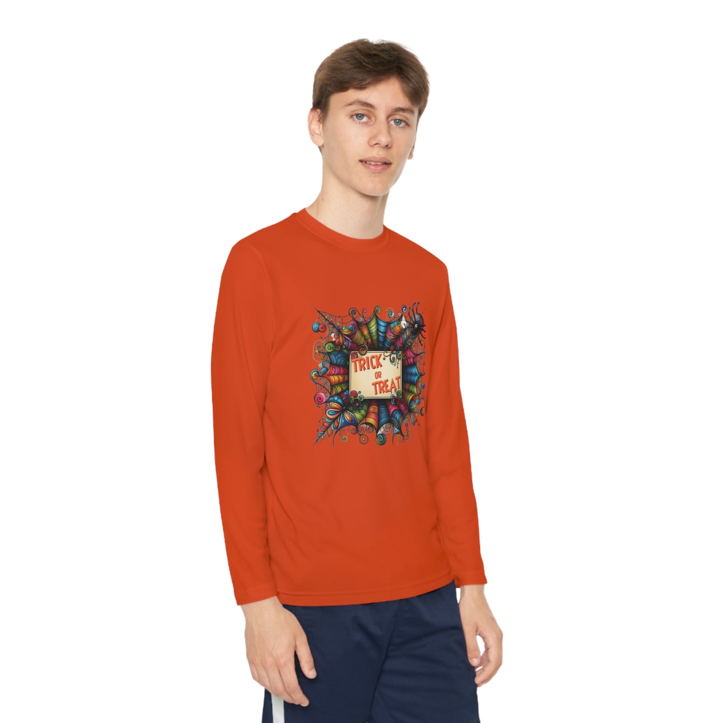 Youth Trick or Treat Spiderweb Long Sleeve Shirt
