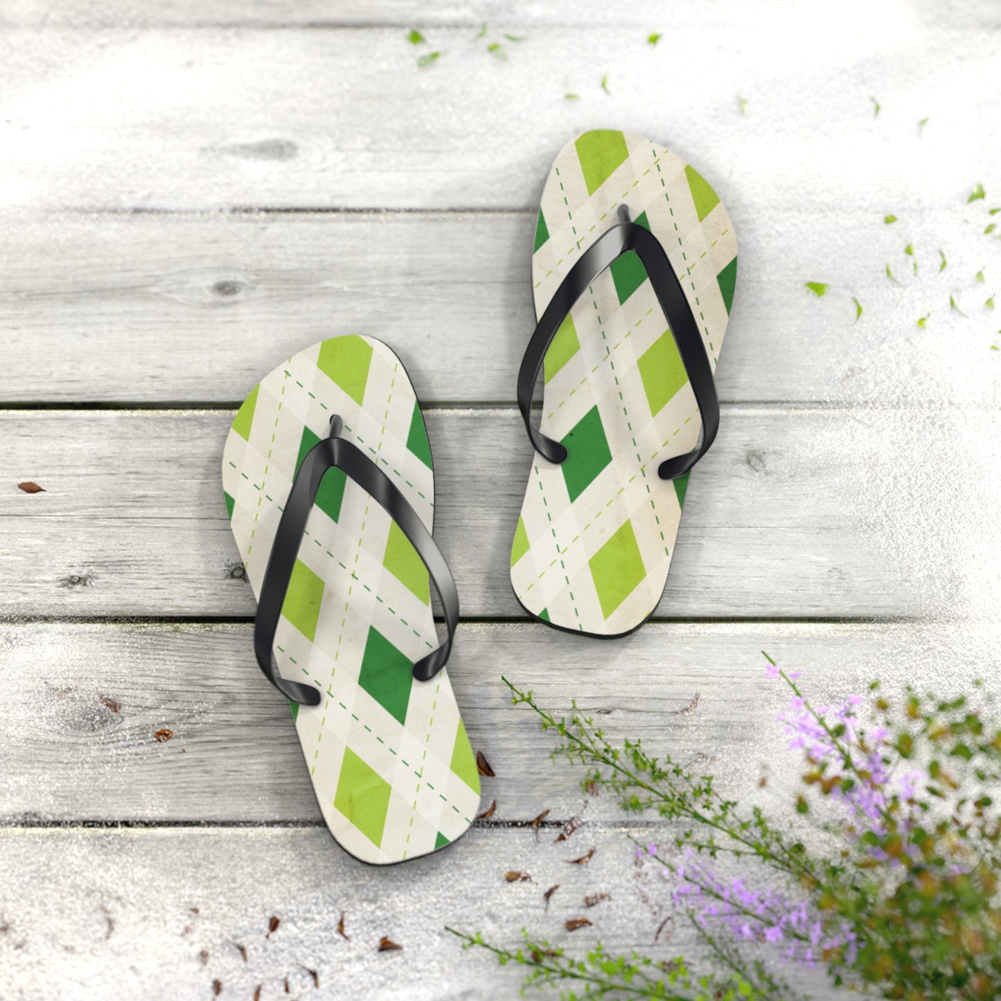 Flip Flops Green Diamonds