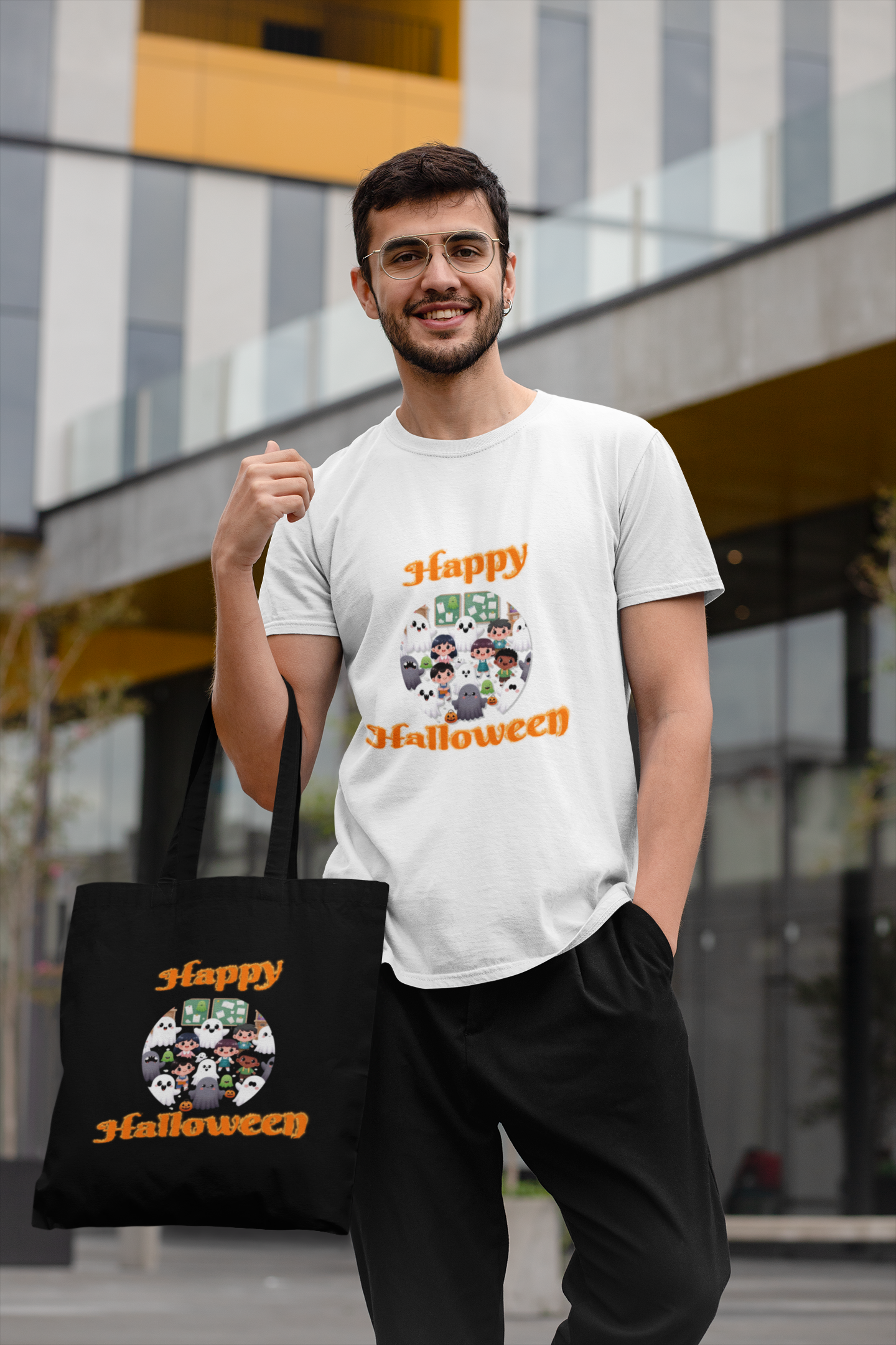 Happy Halloween Cotton Canvas Tote Bag