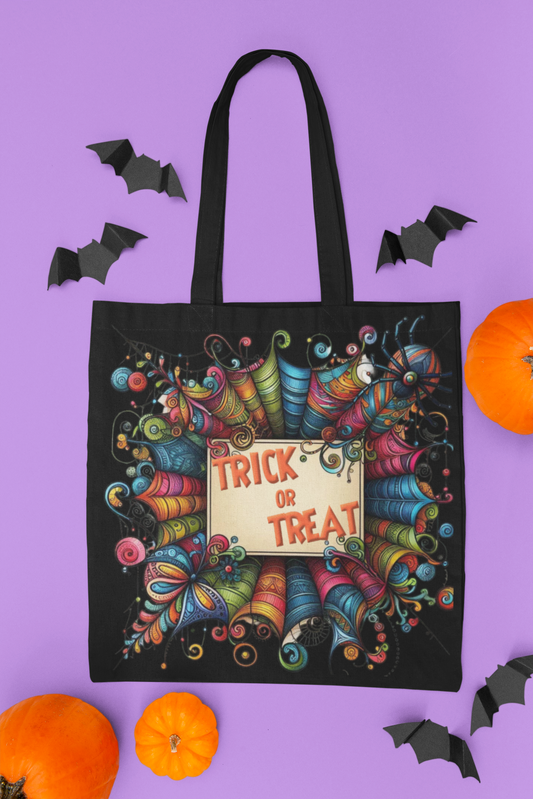 Trick or Treat Spiderweb Cotton Tote Bag